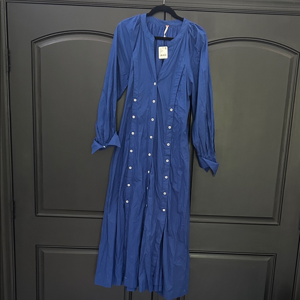 Free People Royal Blue Long Sleeve Dress